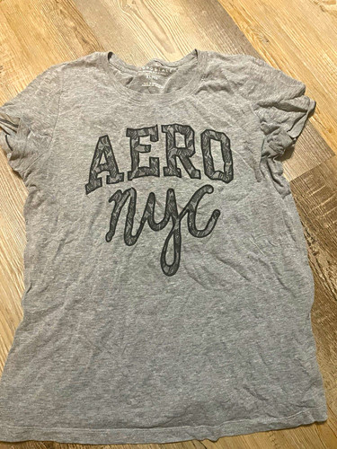 Aéropostale Women’s XL Gray Aero NYC Graphic Crew Neck Short Sleeve Cotton Tee