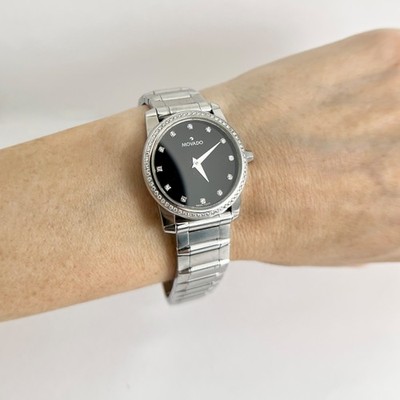 Movado Vizio S-steel Black Dial Diamond Bezel Women\'s Watch MOVADO VIZIO S-Steel Black Dial Diamond Bezel Women main image 2