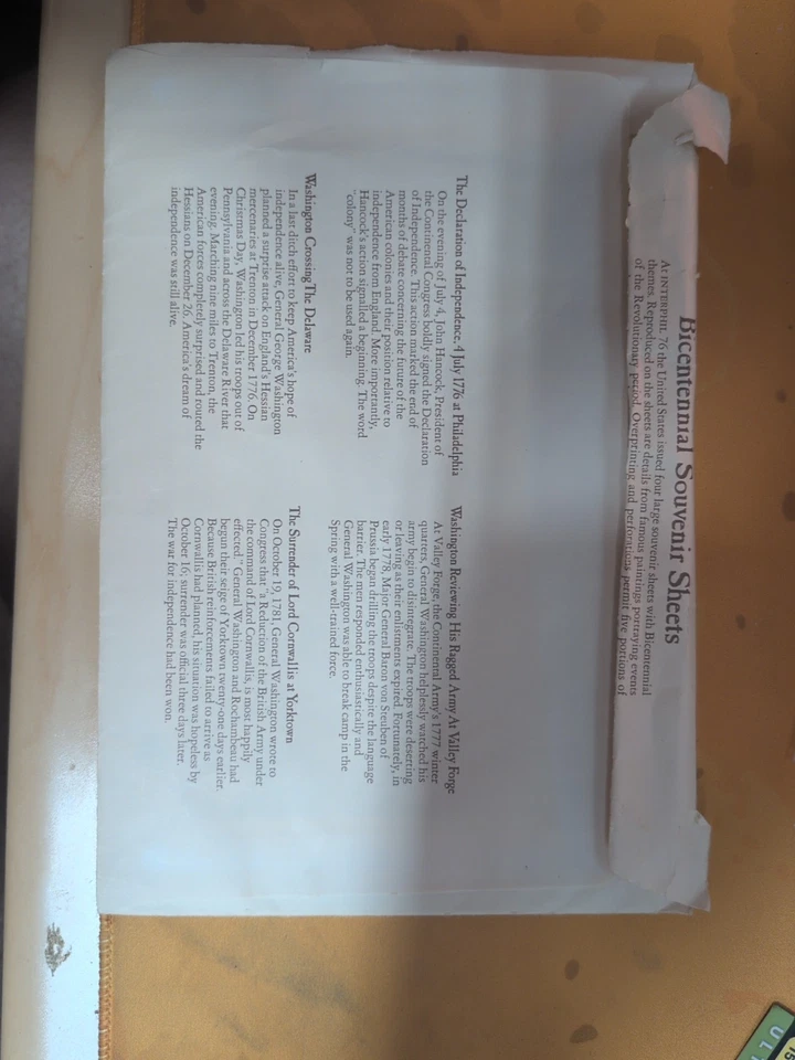 1976 Washington Bicentennial Souvenir Sheets set of 4 Sc 1686 thru 1689 MNH - Image 2 of 4