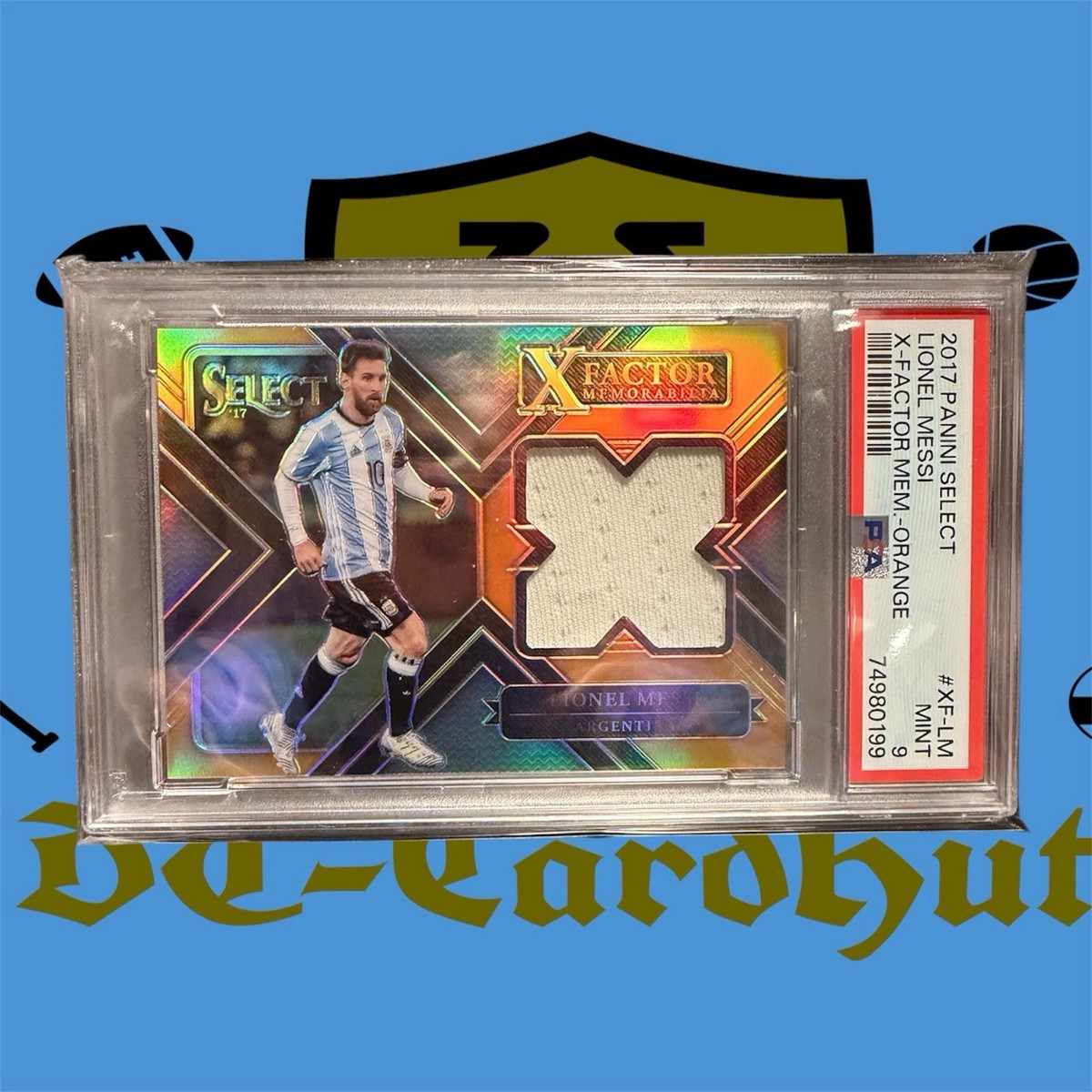 Lionel Messi 2017 Select X-Factor Mem Orange /75 PSA 9 POP 6