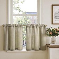 Panel curtain bistro curtain set of 2 60hx65w cm taupe linen effect window front...