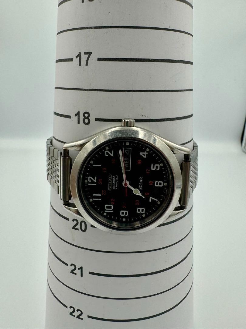 SEIKO SOLAR RAILROAD APPROVED ミリタリー A840 Seiko Solar Railroad Approved A840 Military Watch 37mm Black