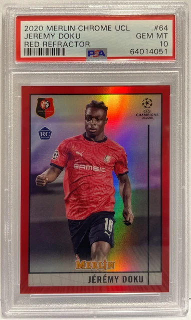 Jeremy Doku 10/10 Rookie Red Topps Chrome Melin 2020/21 PSA 10