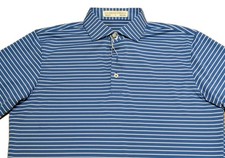 Holderness Bourne Blue Striped Golf Polo The Sutton Medium M Tailored Fit LOGO