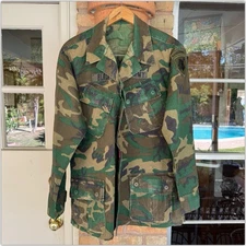 1960s Vtg Army 1st SOCOM Patch Camo Ripstop MEDIUM Jungle Tropical Jacket USMC