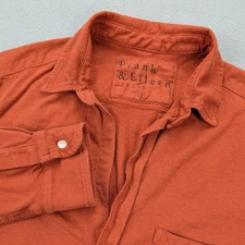 Frank & Eileen Shirt Womens Large Orange Tee Lab Barry Button V Neck Made USA