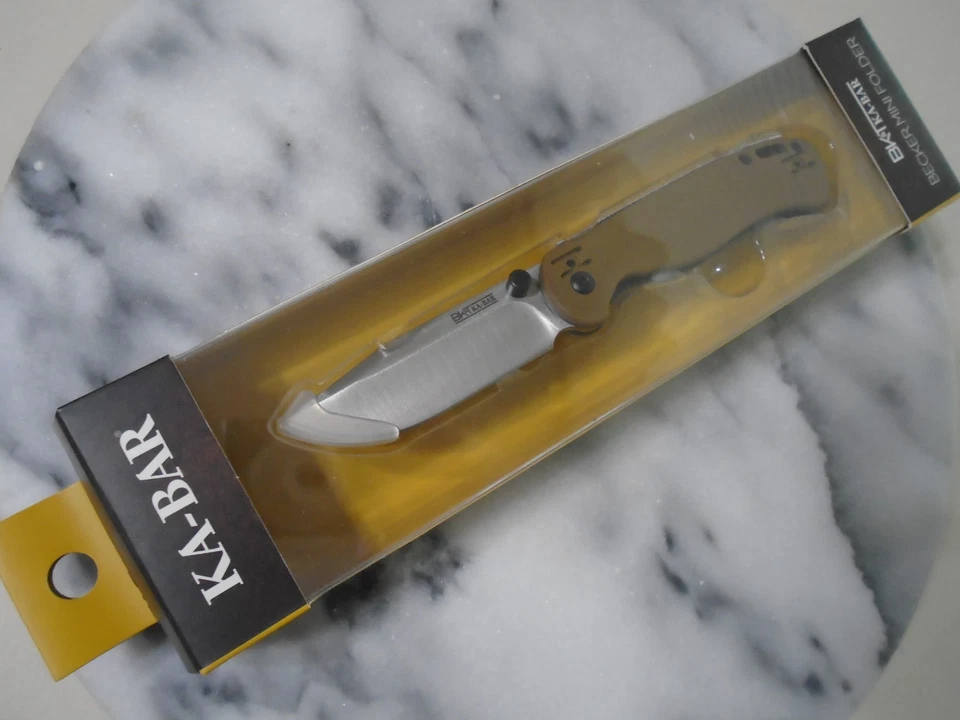 Kabar Becker Mini D2 Folder Pocket Knife BK41 D2 GFN Linerlock 4 Way Clip Brown - Image 3 of 4