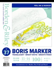 Borden & Riley #37 Boris Marker Layout Pad 11"x14", 100 Sheets, Bright White