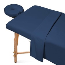 Soft and Breathable Navy Blue Massage Table Sheets - 3-Piece Set for Therapists