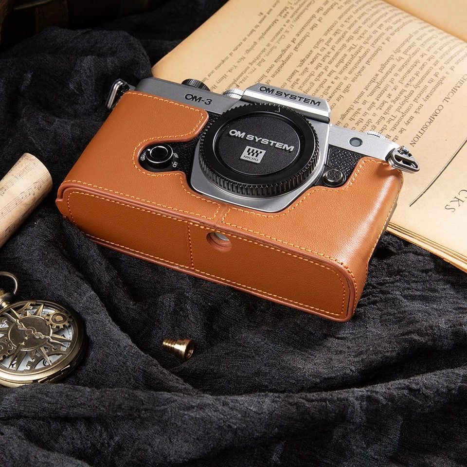 Funda protectora de cuero genuino para cámara para Olympus OM3 OM-3 Foto 4 de 4