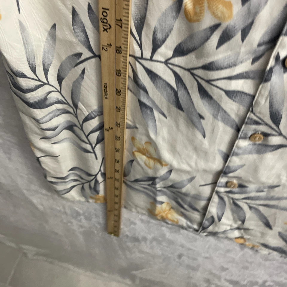 Statements Mens Hawaiian Shirt Beige Floral Medium Silk Short Sleeve Collar - Image 4 of 4