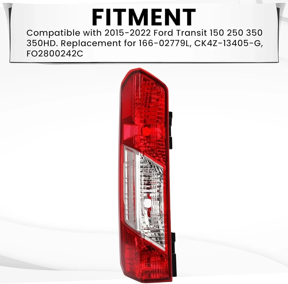 HECASA LH Tail Light Assembly Compatible with 2015-2024 Ford Transit 150 250 ... - Image 2 of 4