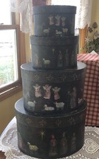 Susan Winget Primitive Nativity Stacking Boxes Set Of 4
