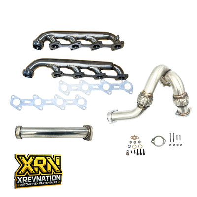 Stainless Exhaust Manifolds Up Pipes & Y Pipe For 2004-2007 Ford 6.0 Powerstroke