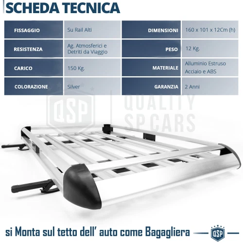 Bagagliera PORTAPACCHI Tetto per Citroen C5 1, 2 SW Cestello Portatutto ALLUMINI - Immagine 4 di 4