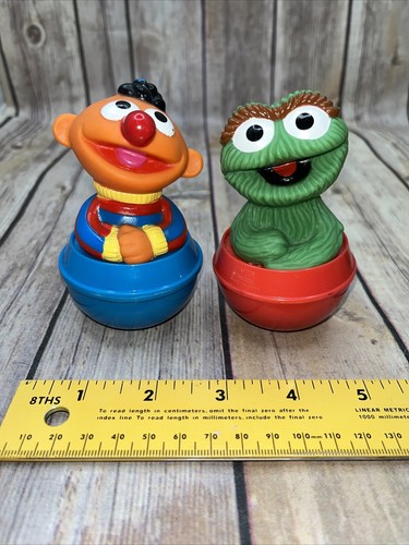 Oscar the Grouch Ernie Sesame Street Roly Poly Weeble Wobble Figures Jim Henson - 第 1/12 張圖片