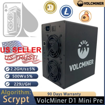 New VolcMiner D1 Mini Pre LTC&Doge Coin Miner 2.2Gh/s 500W Stock Ships Worldwide