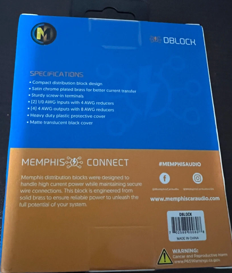 Memphis Audio DBLOCK Distribution Block Two 0 AWG Inputs Four 4 Gauge Output NEW - Image 2 of 2
