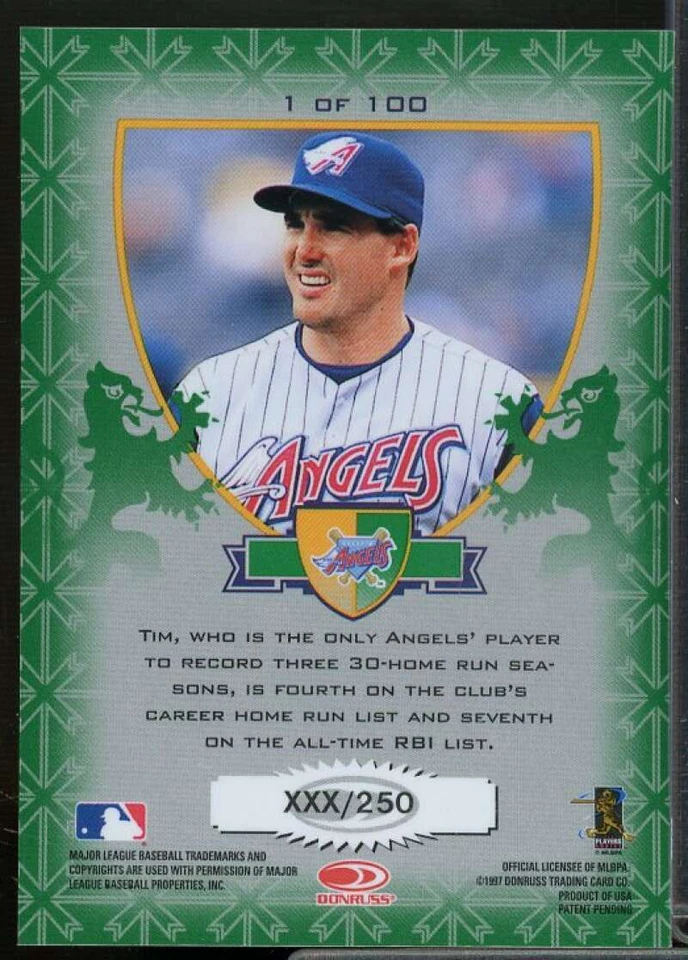 Tim Salmon Card 1998 Donruss Crusade Green #1  - Image 2 of 2