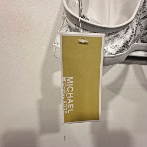 MICHAEL KORS BIKINI - Racerback Foil MK Logo Top Low Rise Bottom Sz Large L NEW - Picture 7 of 20