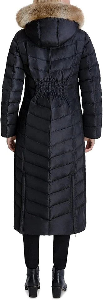 Gunmetal Talla S Michael Kors Mujeres Imitación Piel Borde Largo Maxi Abrigo Puffer ¡Auténtico! Foto 3 de 4