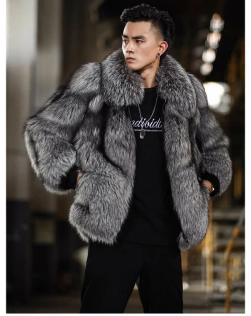 Grey furry coat sale