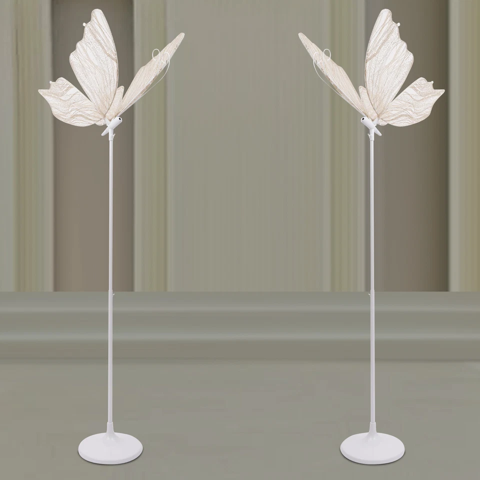 Luces de boda mariposa de hierro y plástico y gasa 2 piezas 110 V 7,5-70,1 pulgadas doradas y blancas Foto 4 de 4