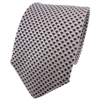 Tigertie Seidenkrawatte Anthrazit Grau Silber Kariert - Krawatte Seide Binder