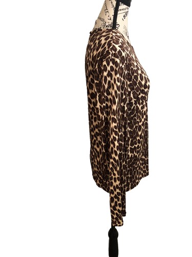 Neiman Marcus Mob Wife Large 100% Silk Brown Leopard Print Blouse L/S - Picture 2 of 4