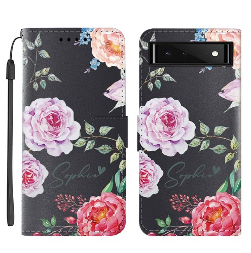Flowers Wallet Case Personalised Leather Cover For Google Pixel 8 7 Pro 7A 8A 6A - Picture 13 of 82