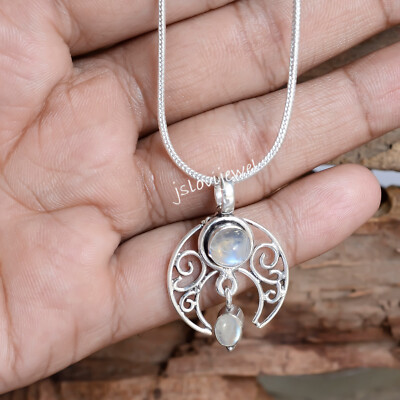 Rainbow Moonstone Multi Gemstone 925 Sterling Silver Bohemian