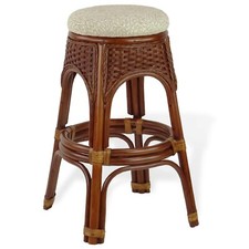 Alexa Barstool Dark Walnut w/Cushion Color Natural Rattan Wicker Handmade