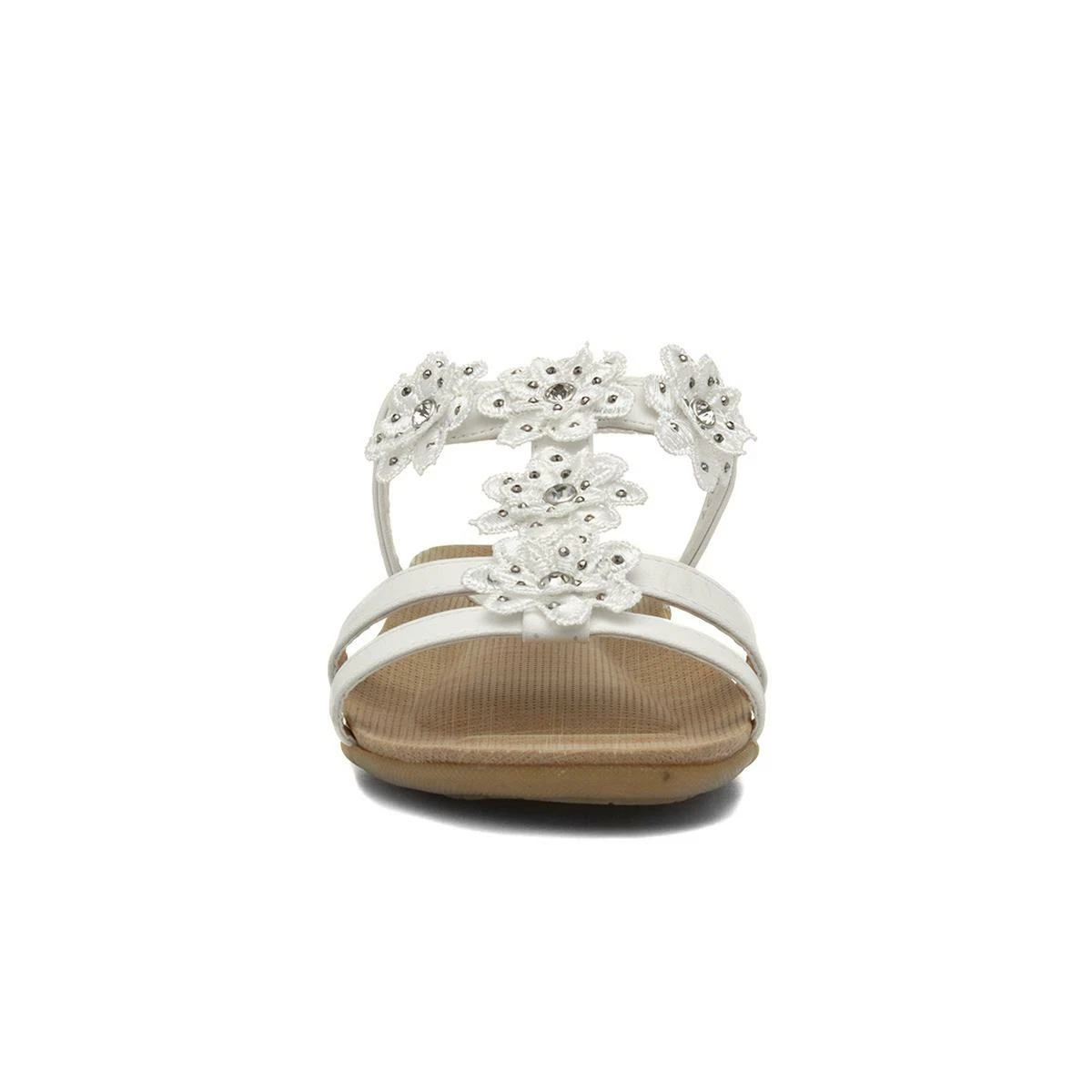 Lilley Womens Sandals White Adults Ladies Flat Slip On Floral