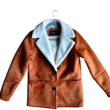 Stradivarius Warm Brown Faux Suede Buttery Soft Coat Sz S
