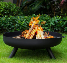 Image of Fire Pit Outdoor, Garden Patio Heater Charcoal Log Wood Burner, Steel Fire Bowl