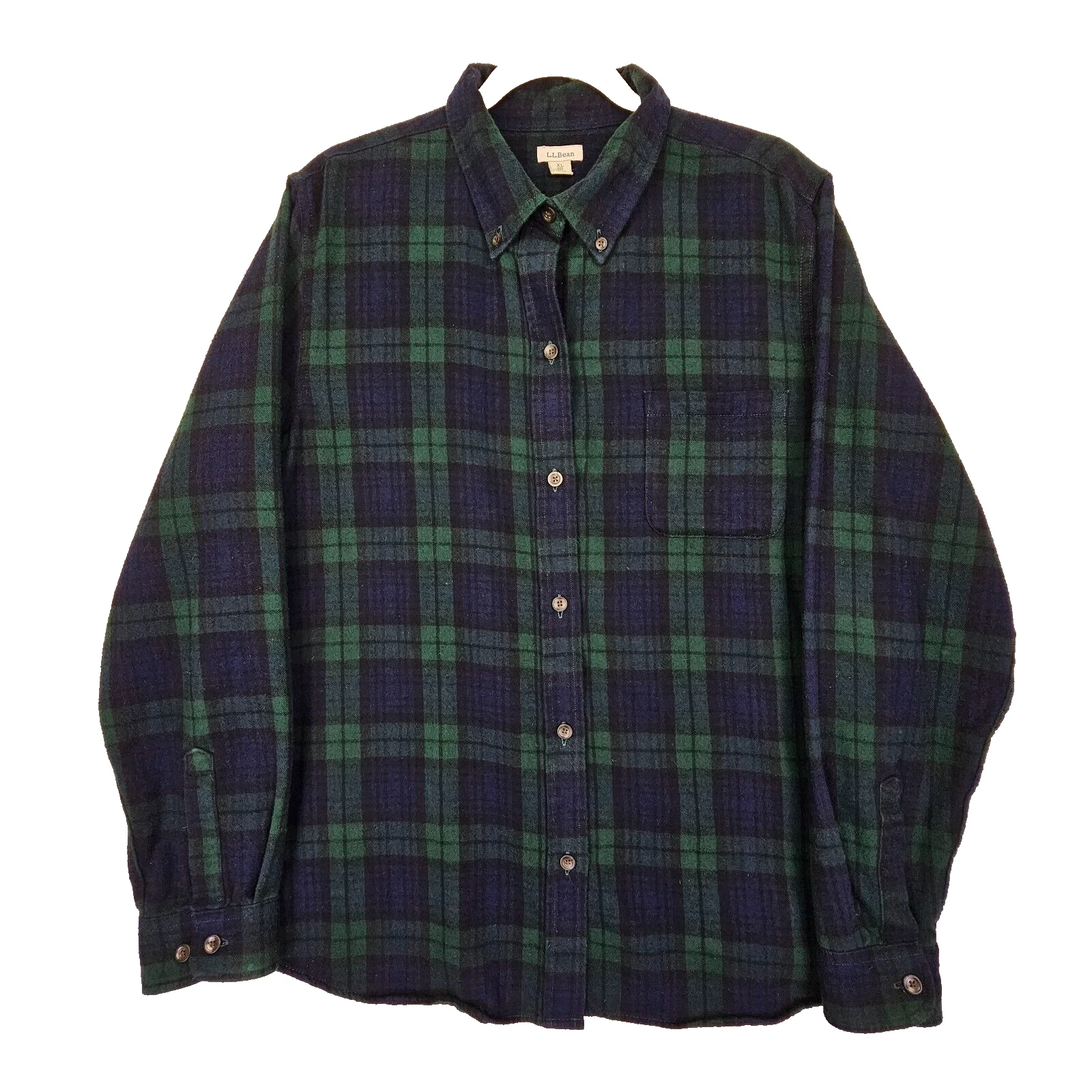 LL Bean Flannel Shirt XL Mens Button Down Blackwatch Plaid Outdoors Gorpcore