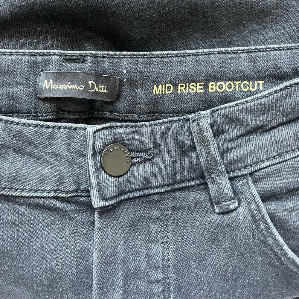 Massimo Dutti Mid Rise Boot Cut Stretchy Fit black denim jeans size 4 image 5