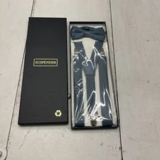 WDSKY Dusty Blue Adjustable Elastic Bow Tie & Suspenders Y Shape Men's Size 47"