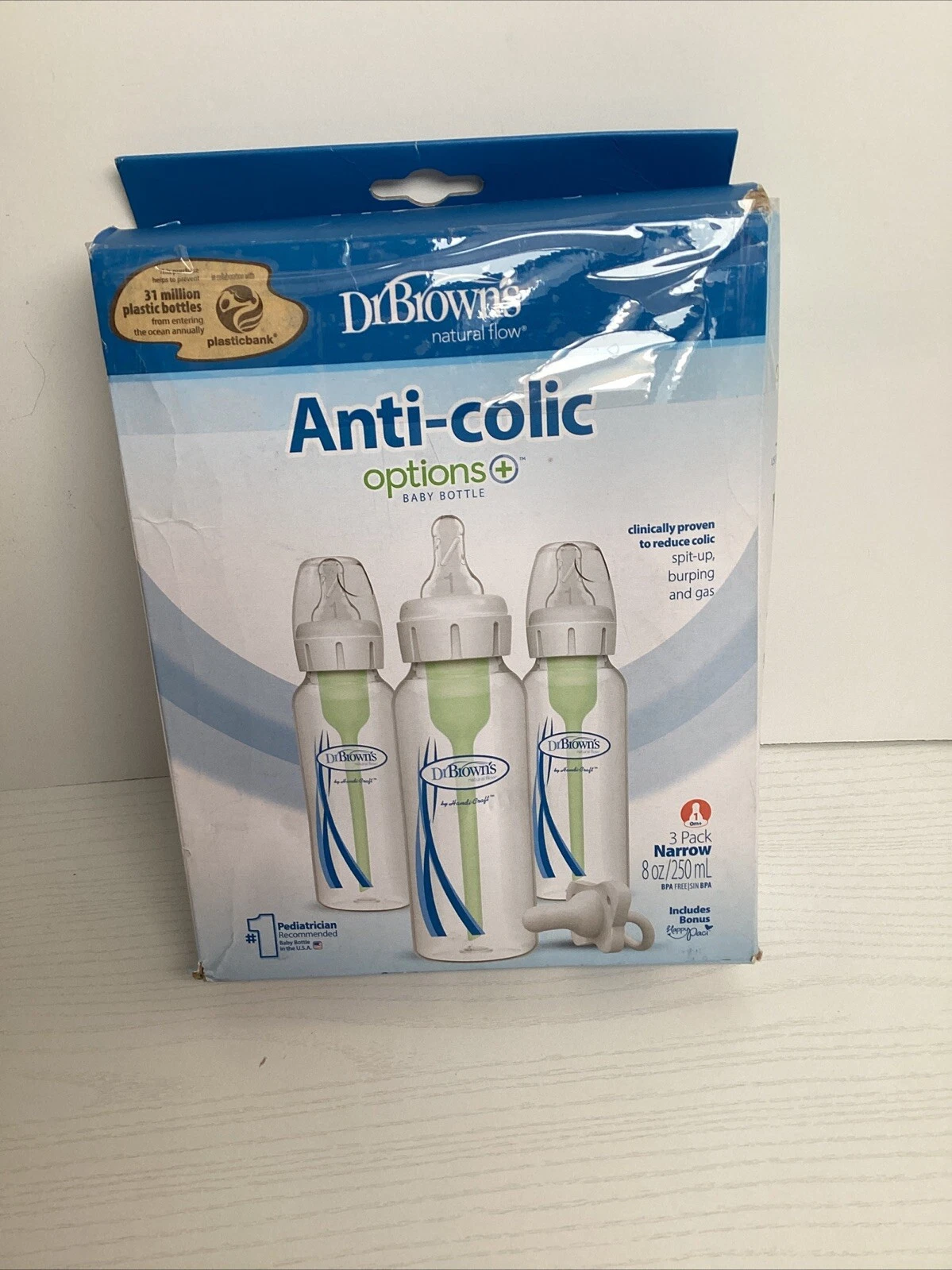 Dr. Brown's Natural Flow Options Anti-colic Bottles, 3 Bottles 8oz Narrow
