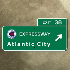 New Jersey highway marker road sign Atlantic City Expressway arrow turnpike 24"