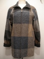 Women's 10 Avoca Made in Ireland Wool Cashmere Plaid Jacket Coat Cloak Full-Zip