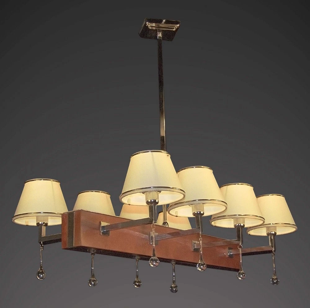 Chandelier Rustic Gold With Crystals and Wood A 8 Lights Coll. Bga 1702