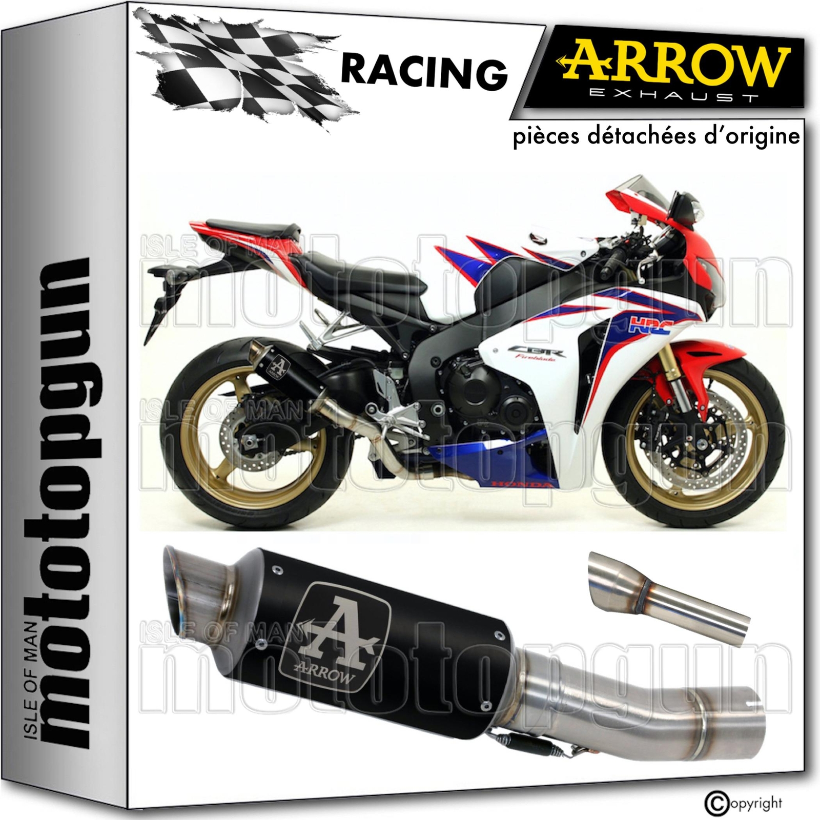 Échappement sport Arrow GP2 noir avec DB Killer pour réduire le bruit de la CBR 1000 RR 2010