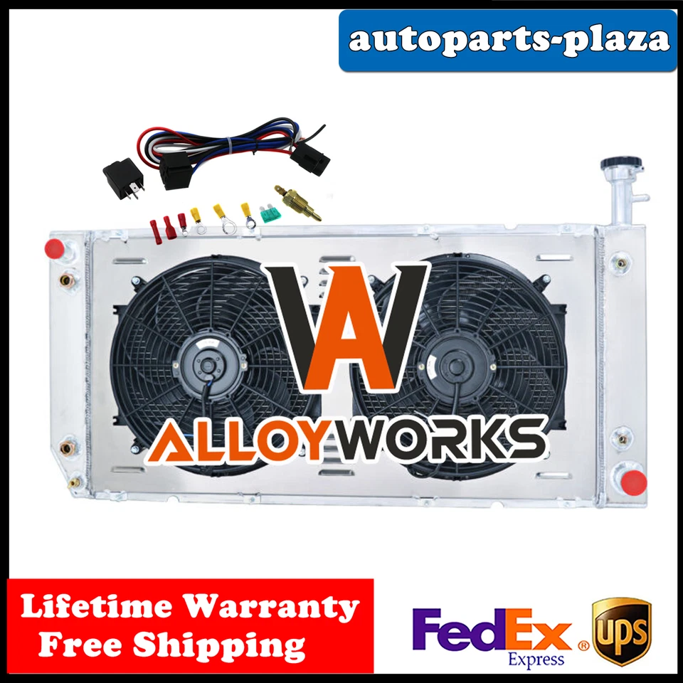 3 Row Radiator Shroud Fan Fit 2004-16 Chevy Express GMC Savana 3500 2500 4500 AT Foto 2 de 4