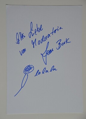 Jean Bork signed 20x30cm Index Card  Zeichnung , Text + Autogramm / Autograph