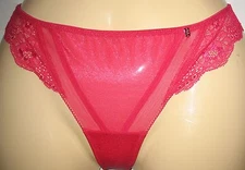 SCANDALE of Paris Ladies THONG PANTY- XS - NEW - RED/PINK -WITH LACE-SHEER FRONT