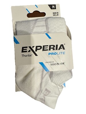 NWT Thorlos Experia Sock White ProLite ULTRA Light Cushion TAB BACK No Show US M