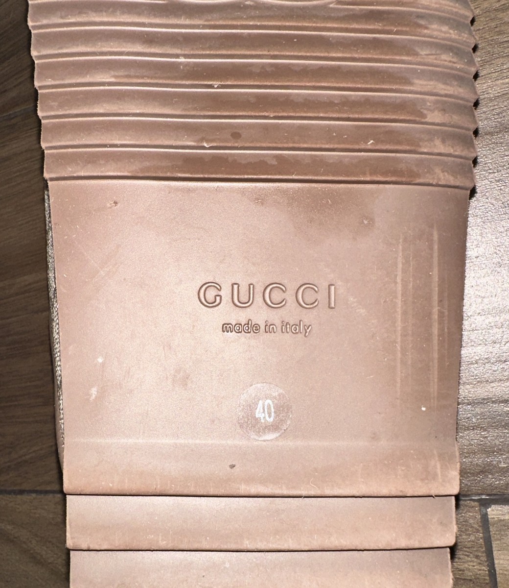 【GUCCI】Interlocking GEmbossedLogoMen'sSlippers BeigeEbony Gucci GG Horsebit Slipper in Beige & Ebony Men's Size 8 US