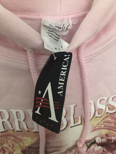 AMERIKA! HELLROSA GROSSE MÄDCHENKIRSCHBLÜTEN schwere Mischung™ Kapuzenpullover - Bild 11 von 18