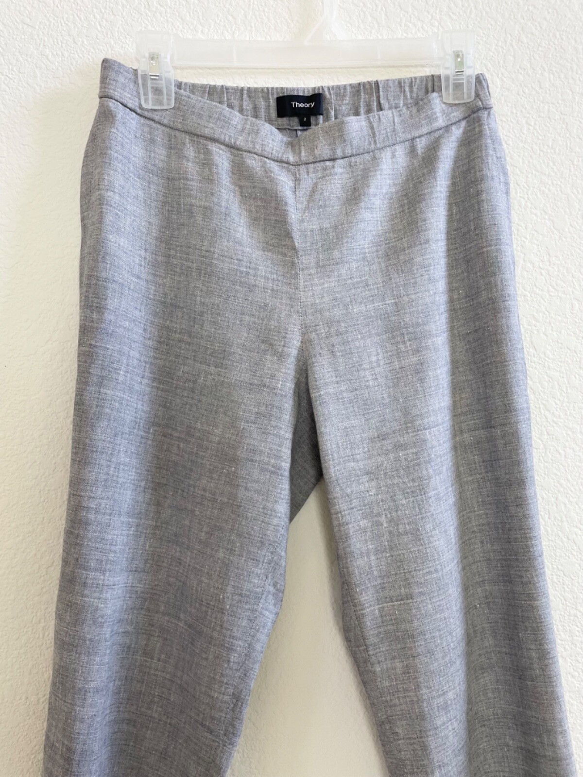 Theory Gray Basic Pull On Cropped Linen Blend Pan… - image 6